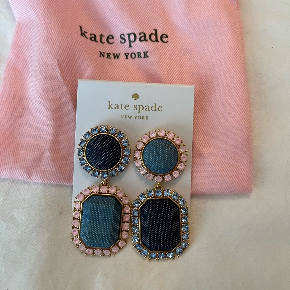 Kate Spade New York ♠️denim and crystals earrings